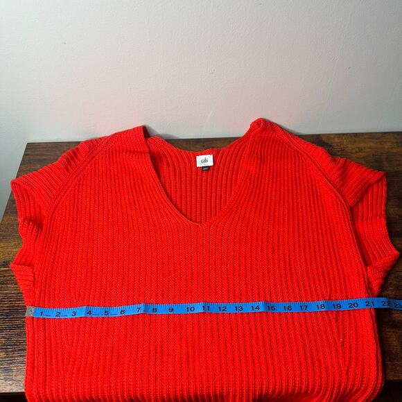 Cabi Oversized Knit Ruby Pullover Sweater Short Sleeve Orange/Red Women's S Boho - Picture 7 of 8